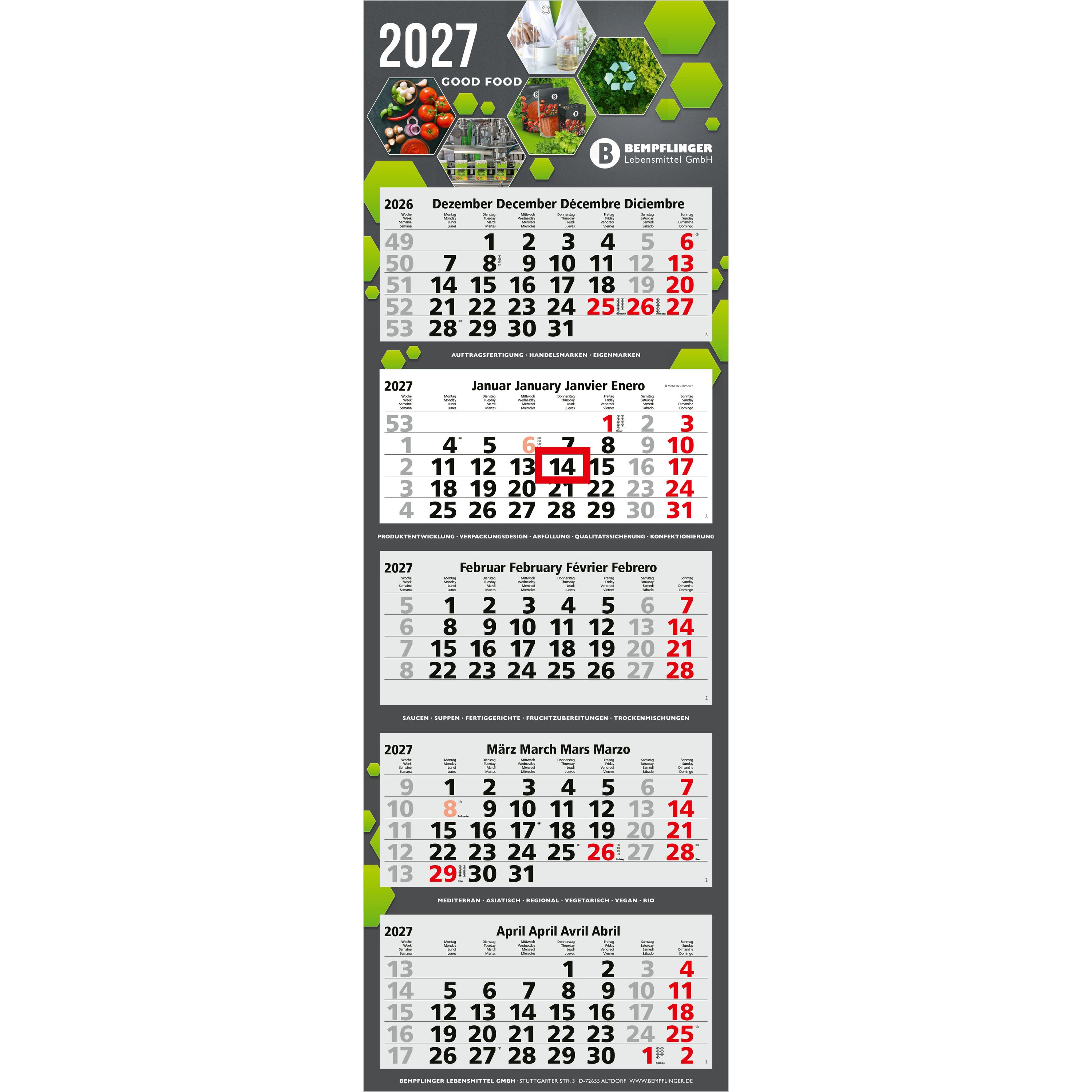 5-Monatskalender Mehrblock Penta Light 5-619