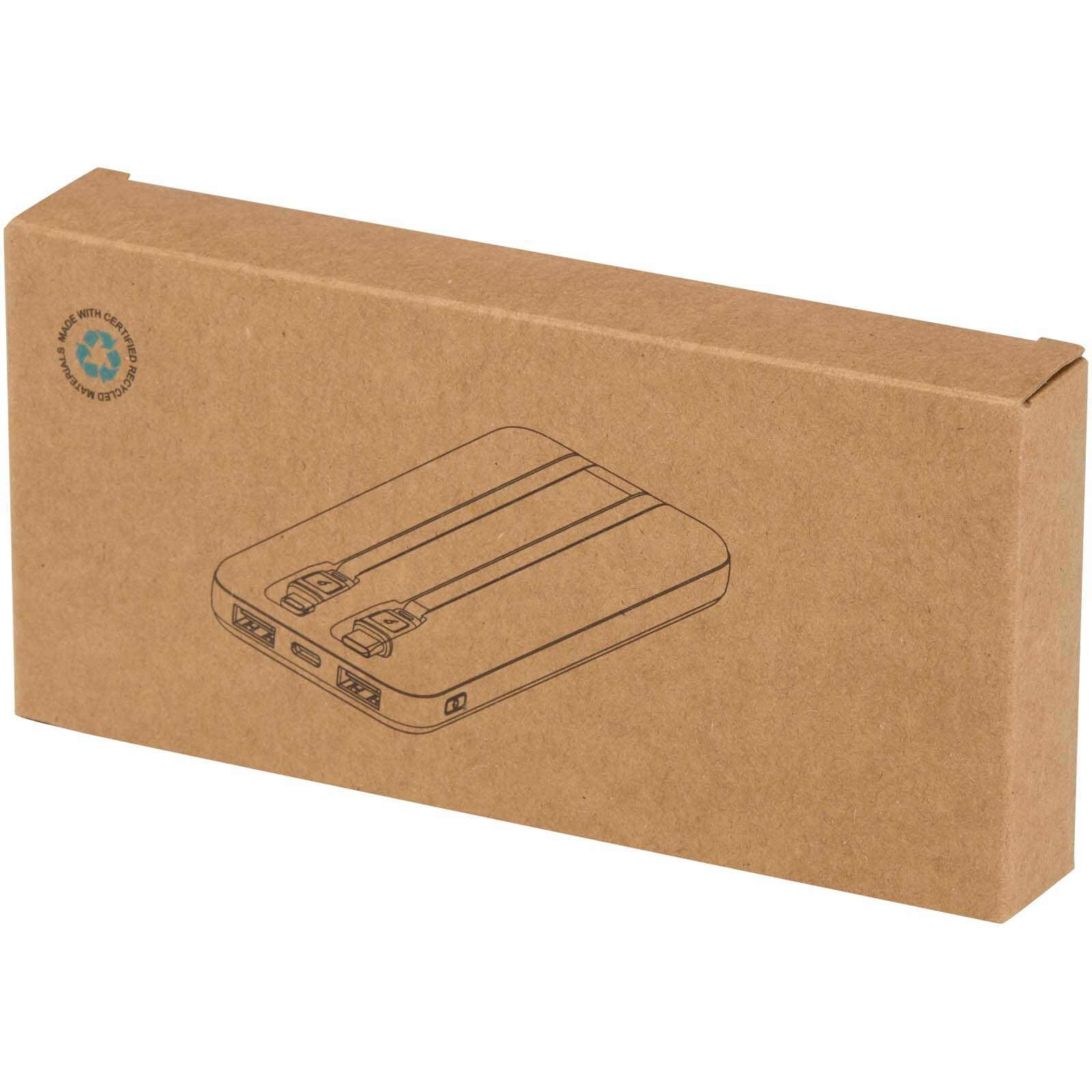 Adhil 10 W 10.000 mAh Powerbank aus recyceltem Kunststoff mit 2 integrierten Kabeln - weiss-729