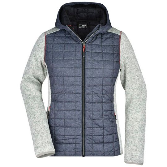 Ladies´ Knitted Hybrid Jacket - royal melange - anthracite melange-477