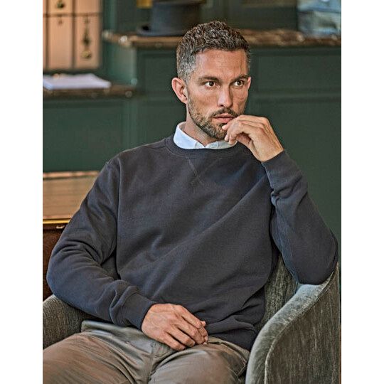 Ribbed Interlock Crew Neck - dark grey solid-396