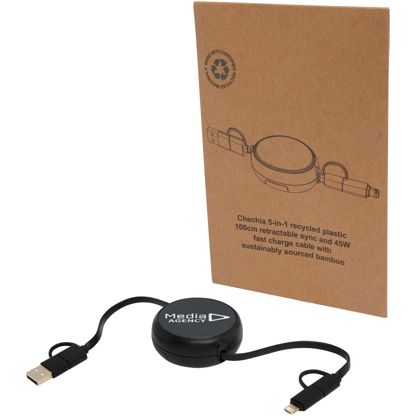 Alasia 100 cm 5-in-1 Kabel aus recyceltem Kunststoff und Aluminium, einziehbar, für Datenübertragung und mit 45W Schnellladung - schwarz-786
