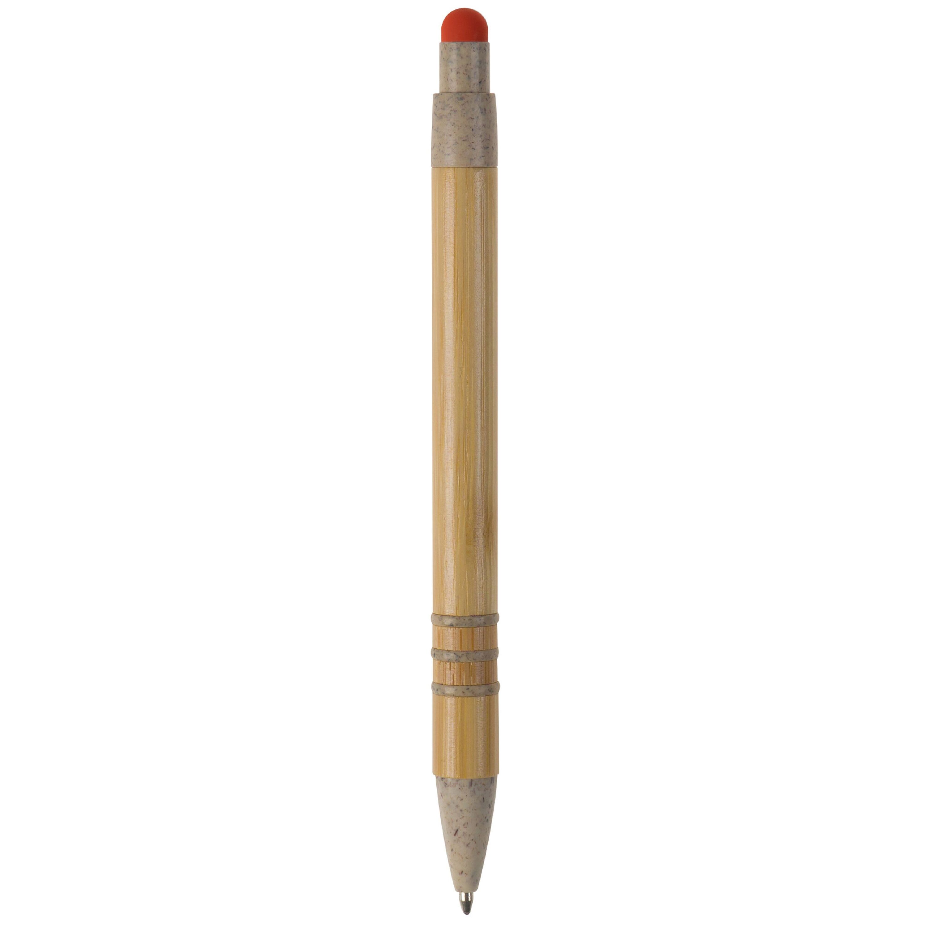 Kugelschreiber Bambus mit Touchpen und Weizenstroh Elementen - beige  -  orange-432