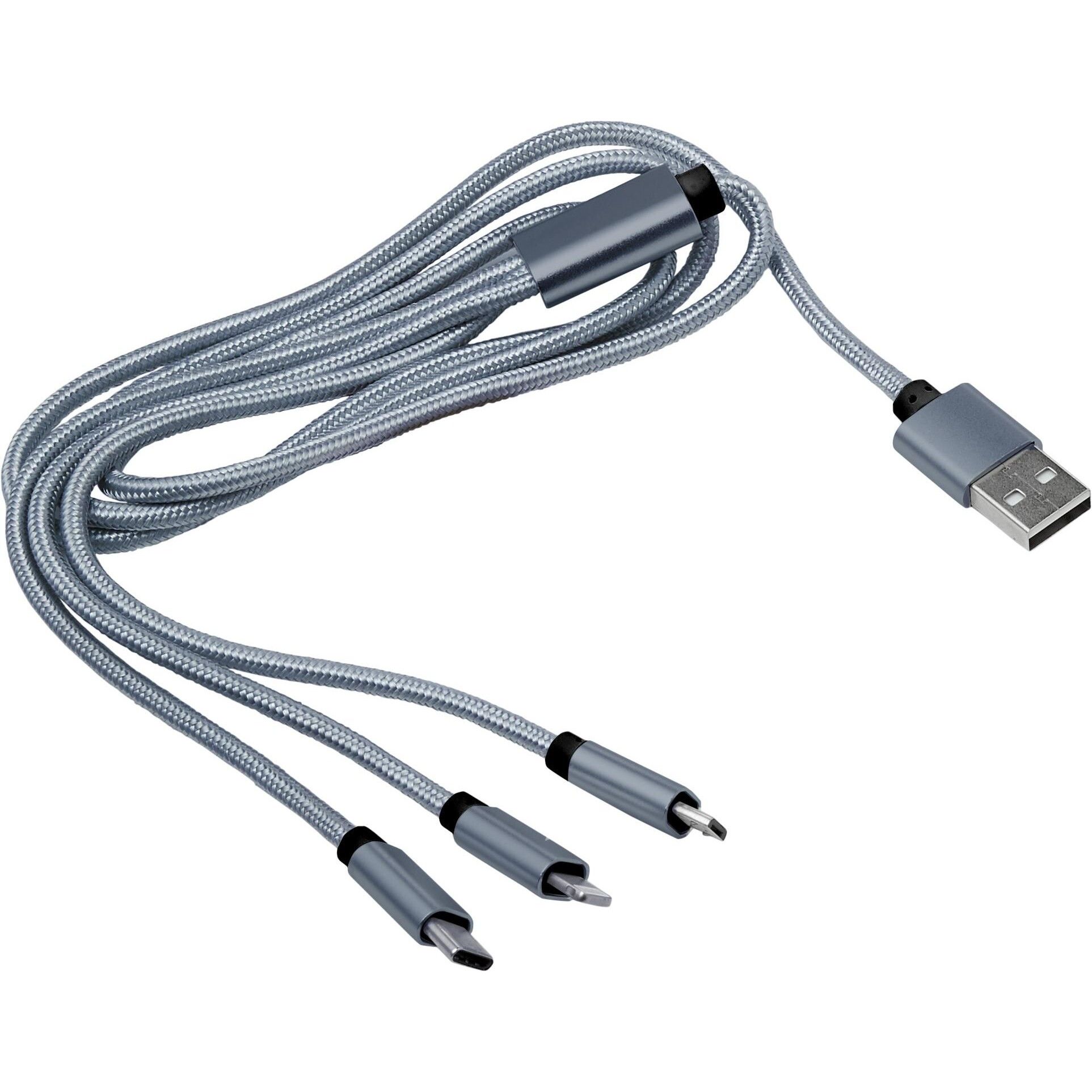 3-in-1 Ladekabel aus Nylon Felix - kobaltblau-530