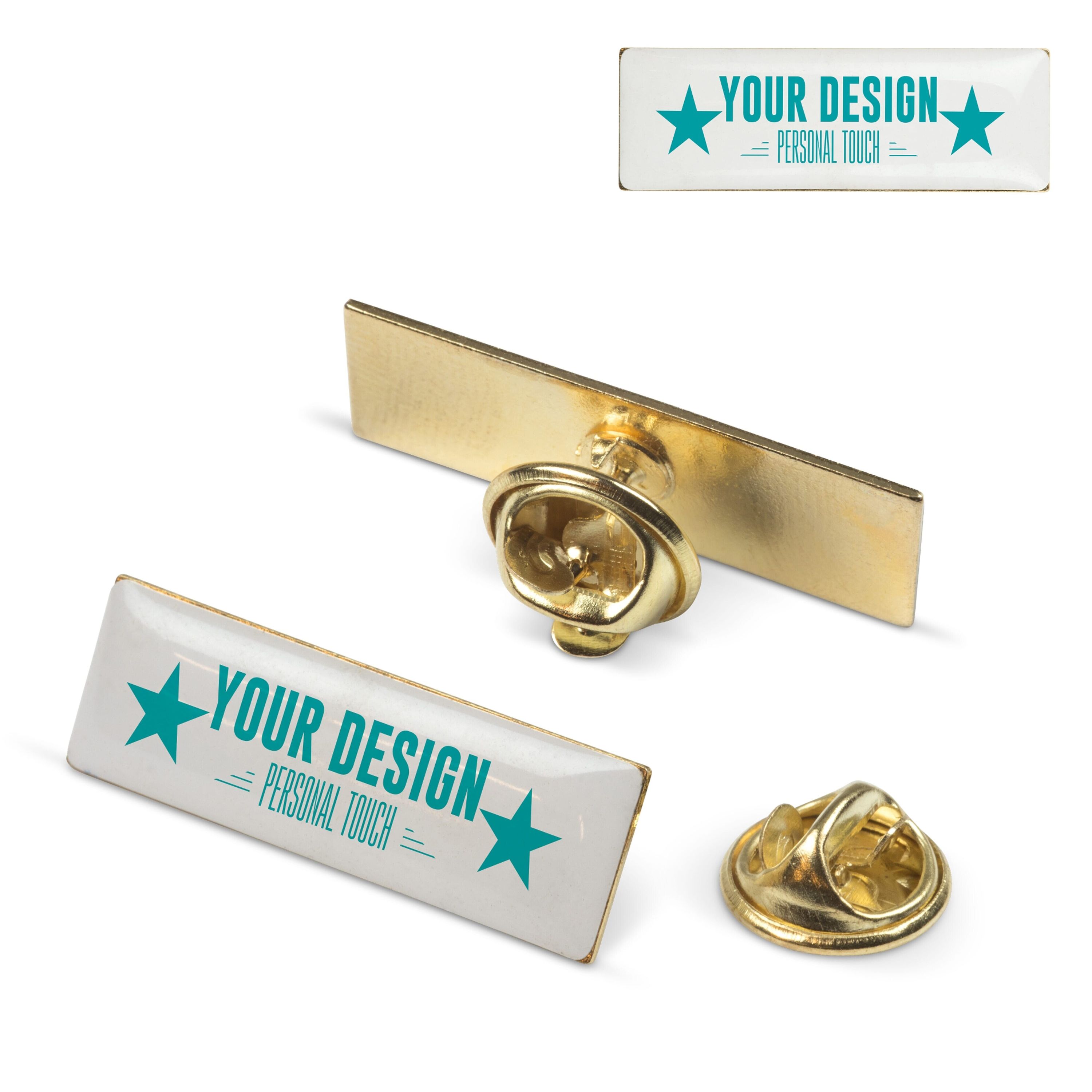 Metall Pin rechteckig 30x10mm - gold satin-307