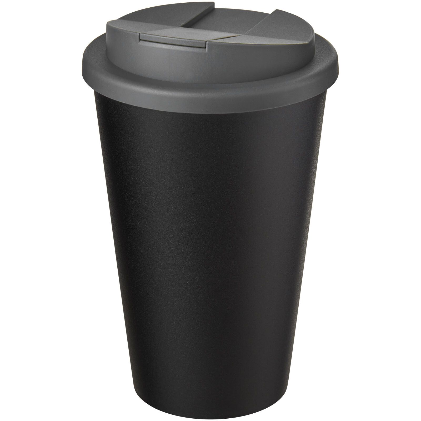 Americano Eco 350 ml recycelter Becher mit auslaufsicherem Deckel - grau -  schwarz-490