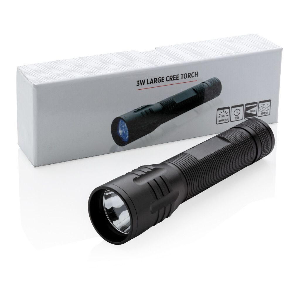 Große 3W Cree Taschenlampe - schwarz-782