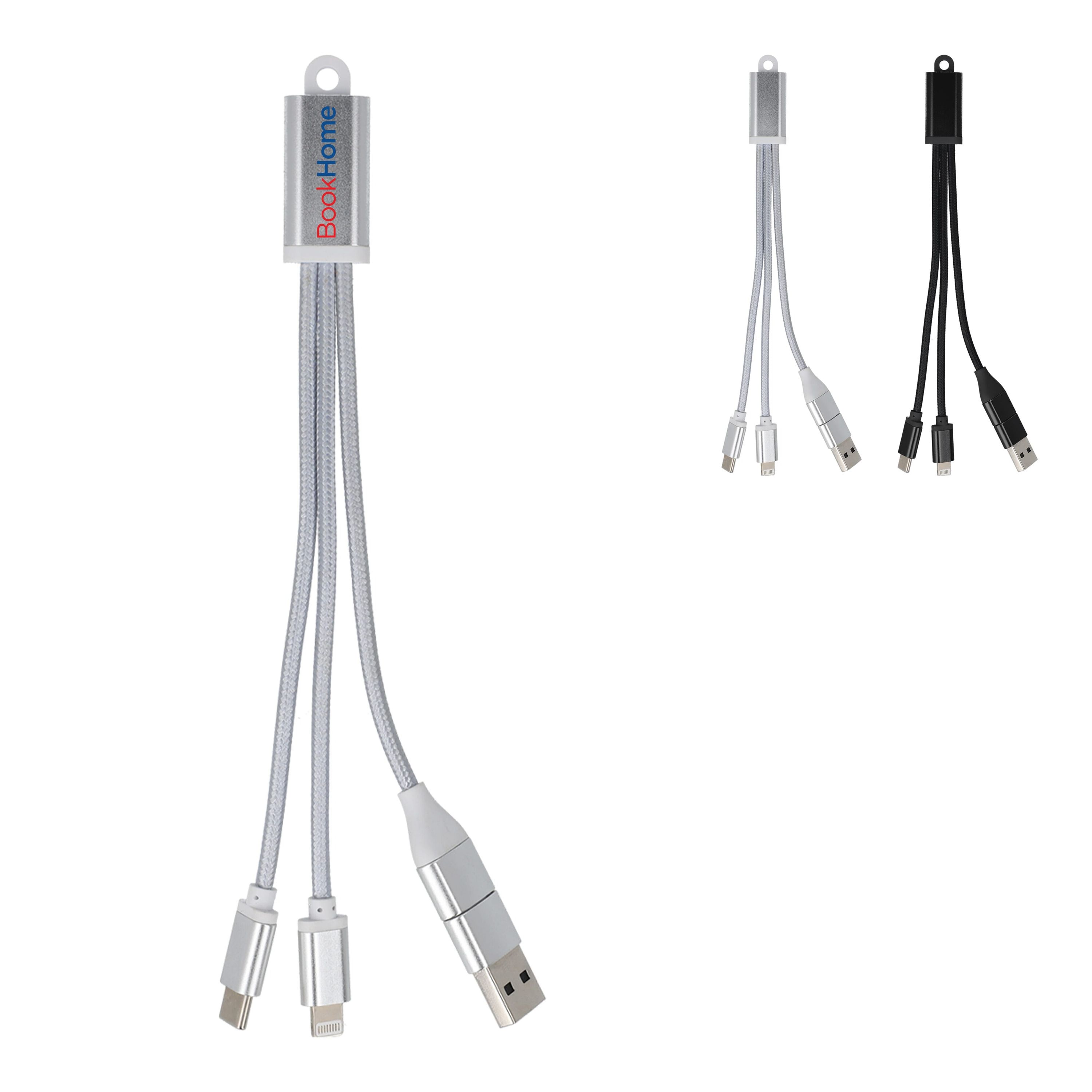 2-in-1-Ladekabel USB-A/C zu USB-C & Lightning Aluminium - schwarz-697