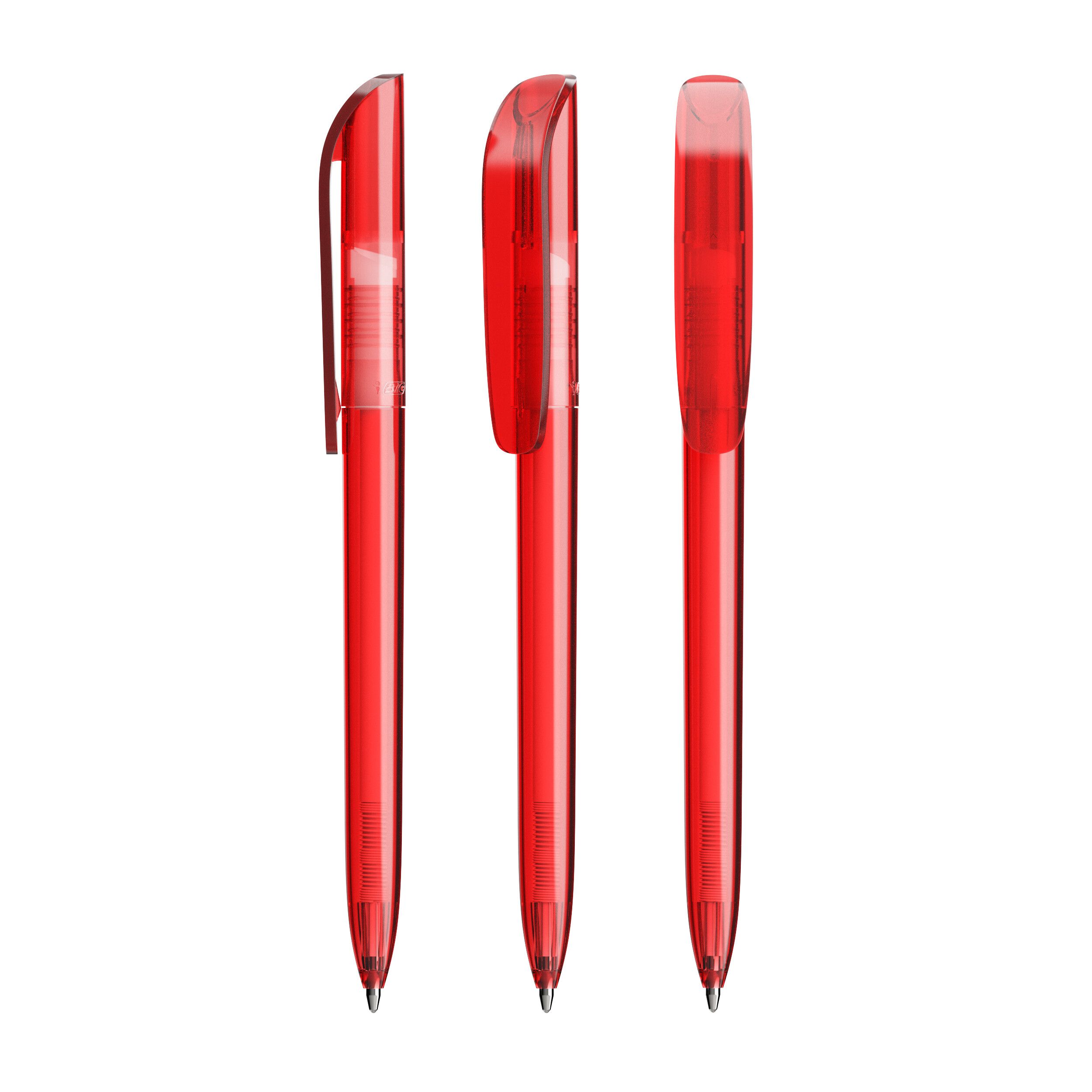 BIC® Super Clip Kugelschreiber, Mine schwarz - transparentes rot-805