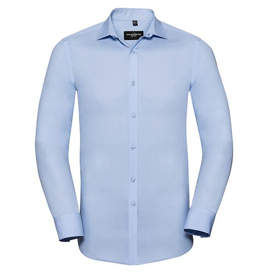 Men's Long Sleeve Fitted Ultimate Stretch Shirt - bright sky-894