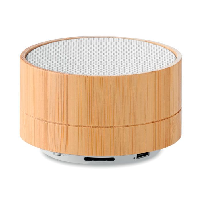 Runder wireless Lautsprecher SOUND BAMBOO - weiß-76