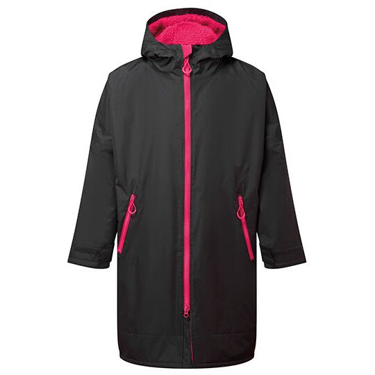 Kids TriDri® All Seasons Waterproof Changing Robe - charcoal - hot pink-199