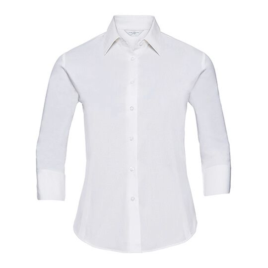 Ladies' Long Sleeve Classic Pure Cotton Poplin Shirt - white-813