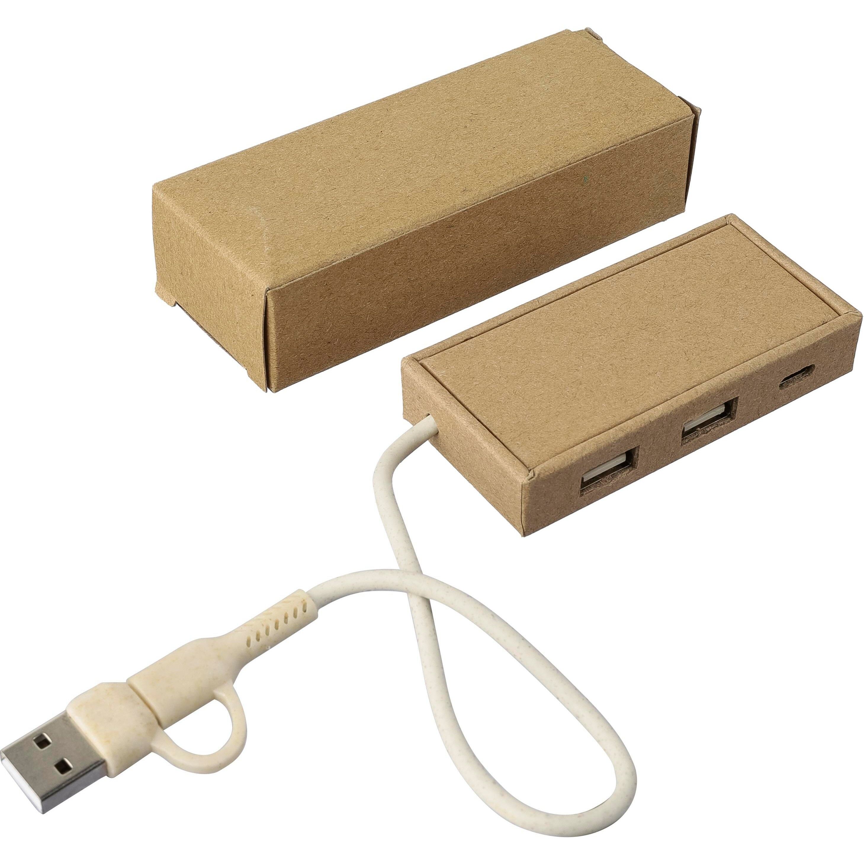 USB-Hub aus Aluminium und recyceltem Papier Paulo - braun-672