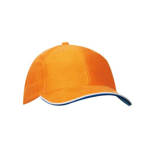 6 Panel Double Sandwich Cap - orange - white - royal-956