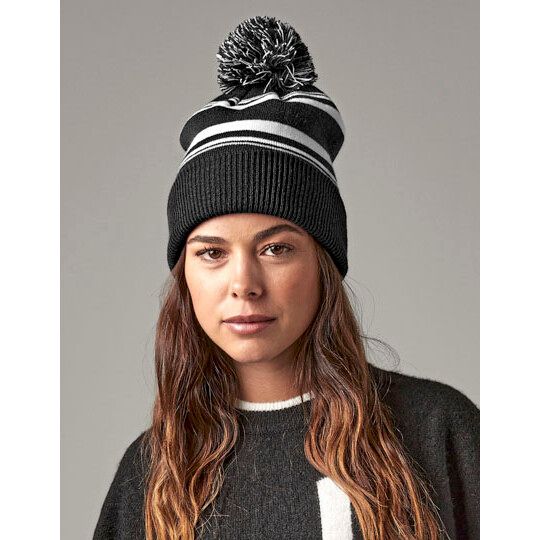 Striped Fan Beanie - bright royal - white-459