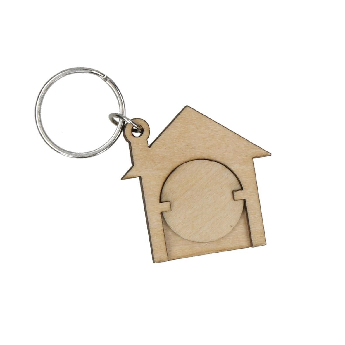 Holzchip-Schlüsselanhänger House - natur-55
