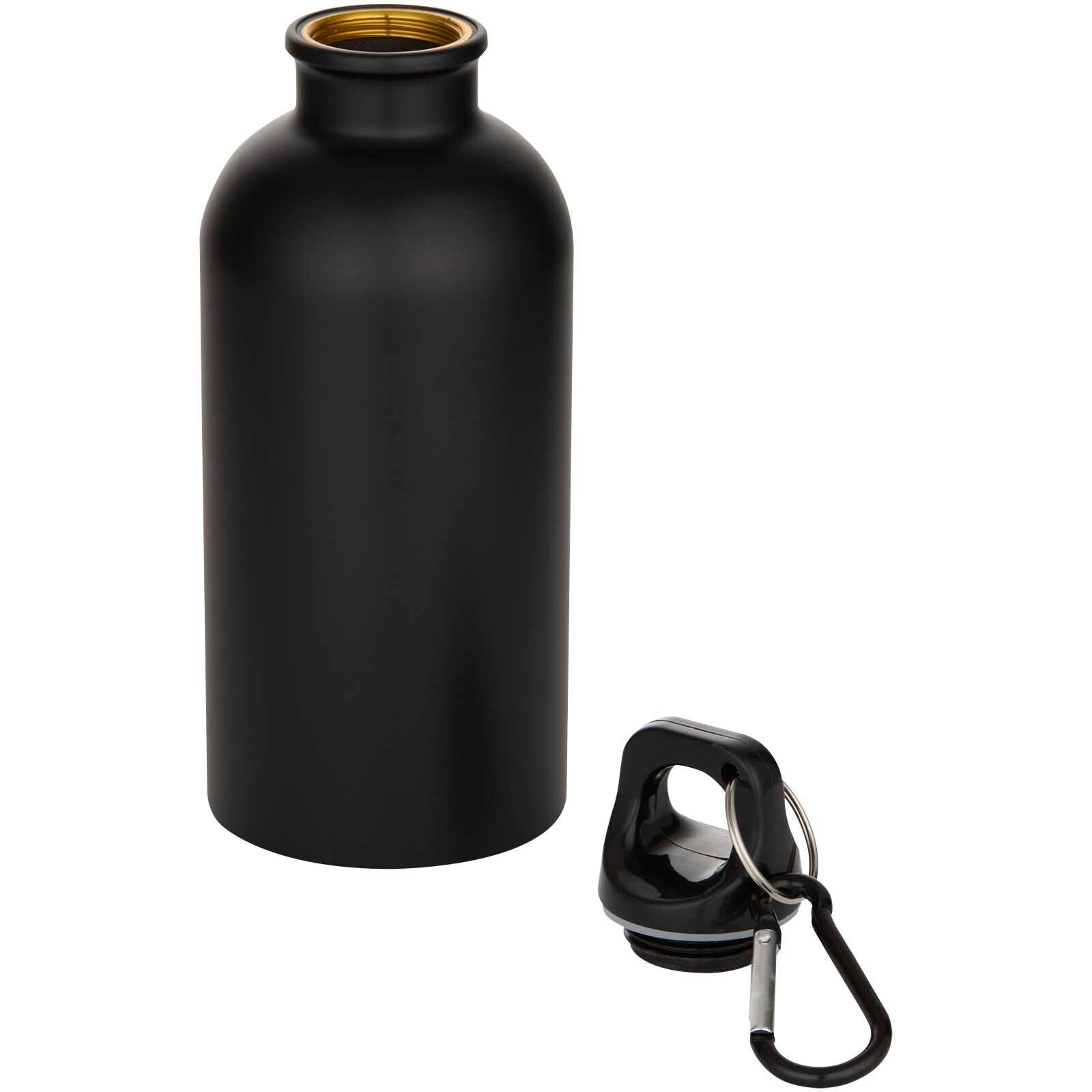 Oregon 400 ml matte RCS-zertifizierte einwandige Trinkflasche aus recyceltem Edelstahl mit Karabinerhaken - schwarz-276