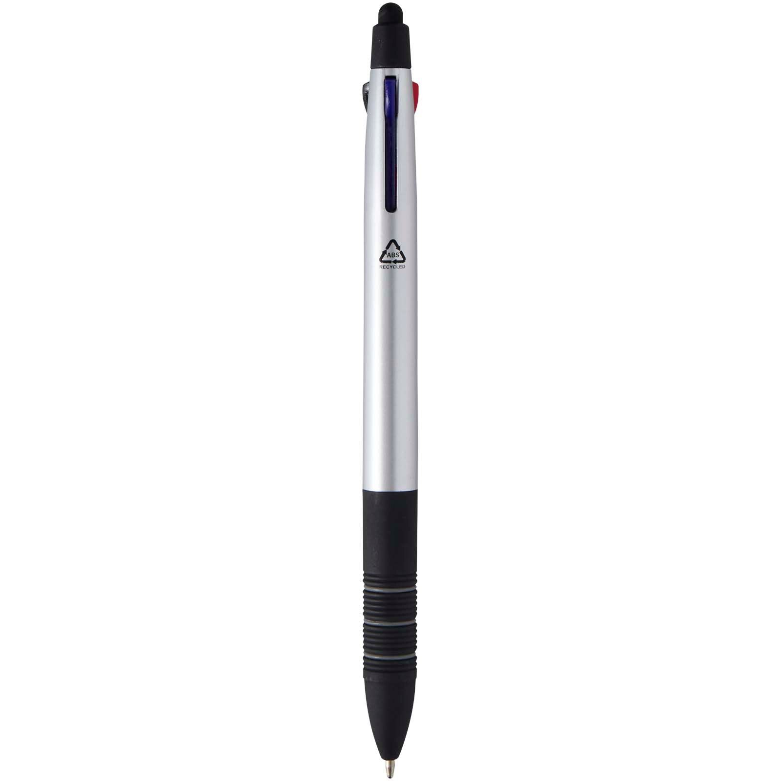 Trine 3-Farben RCS recycelter Kugelschreiber mit Stylus - silber-812