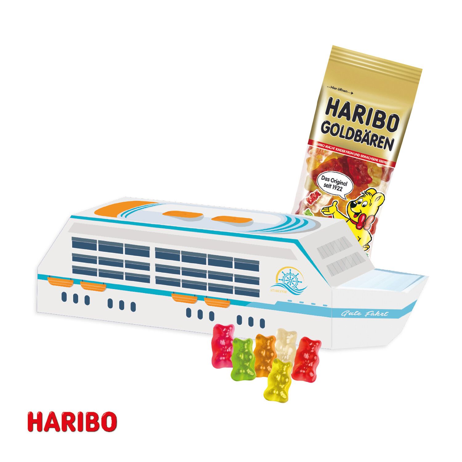3D Präsent "Schiff" mit Haribo Goldbären-147