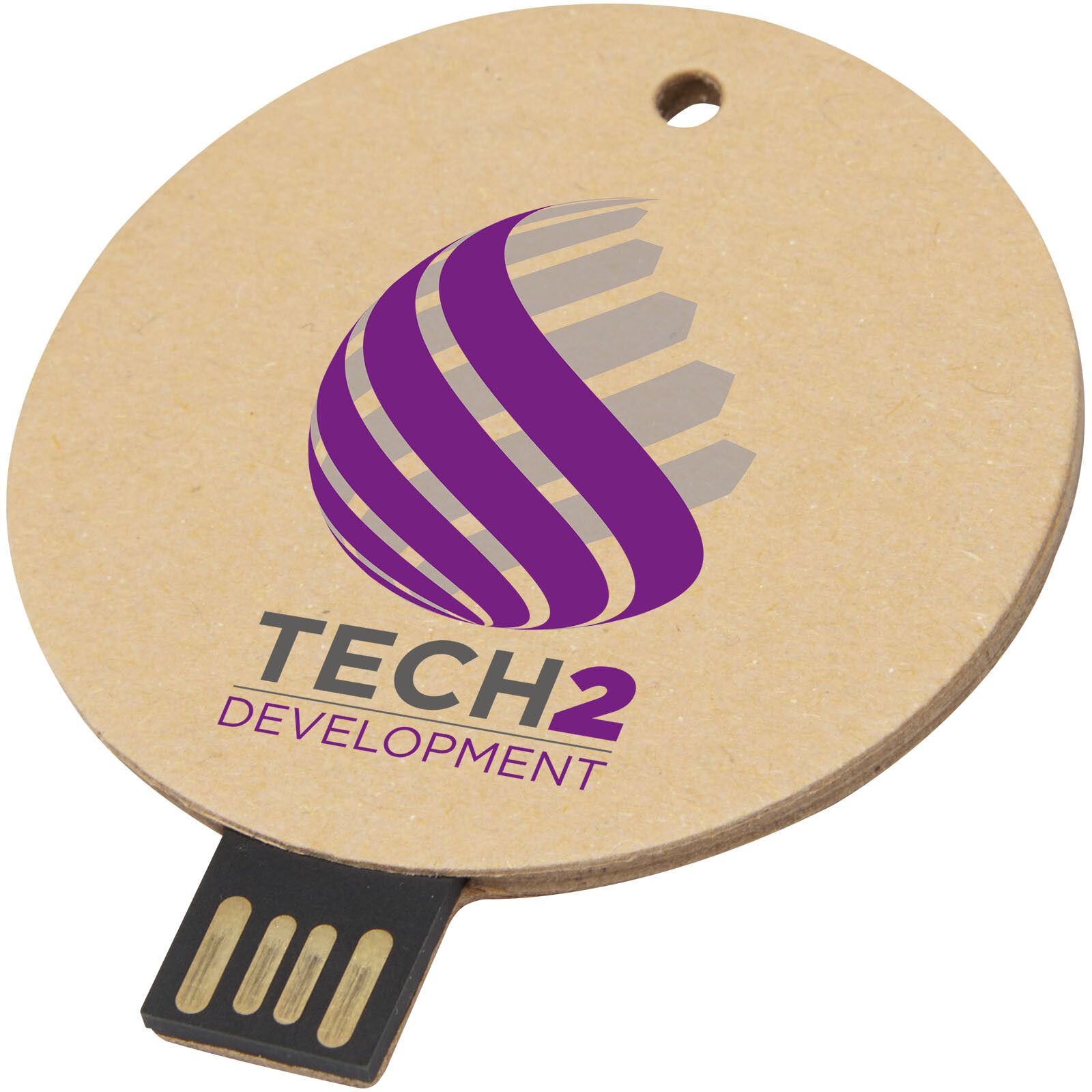 USB-Stick 2.0 rund aus recyceltem Papier - Kraftpapier - 1 GB-216