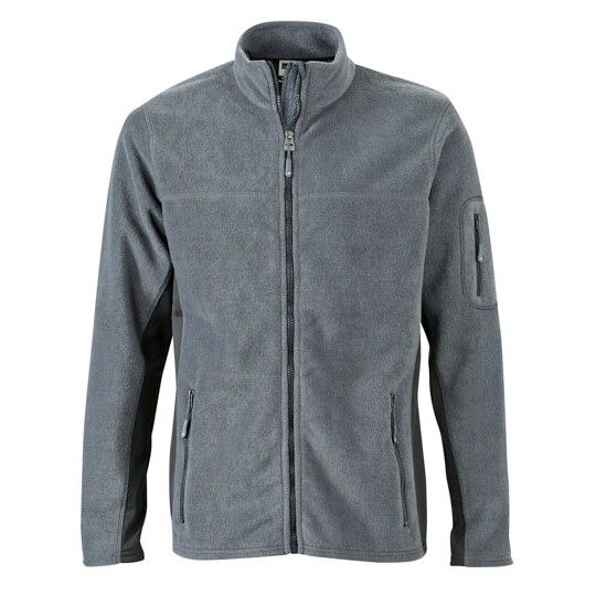 Men´s Workwear Fleece Jacket -STRONG- - dark green - black-579