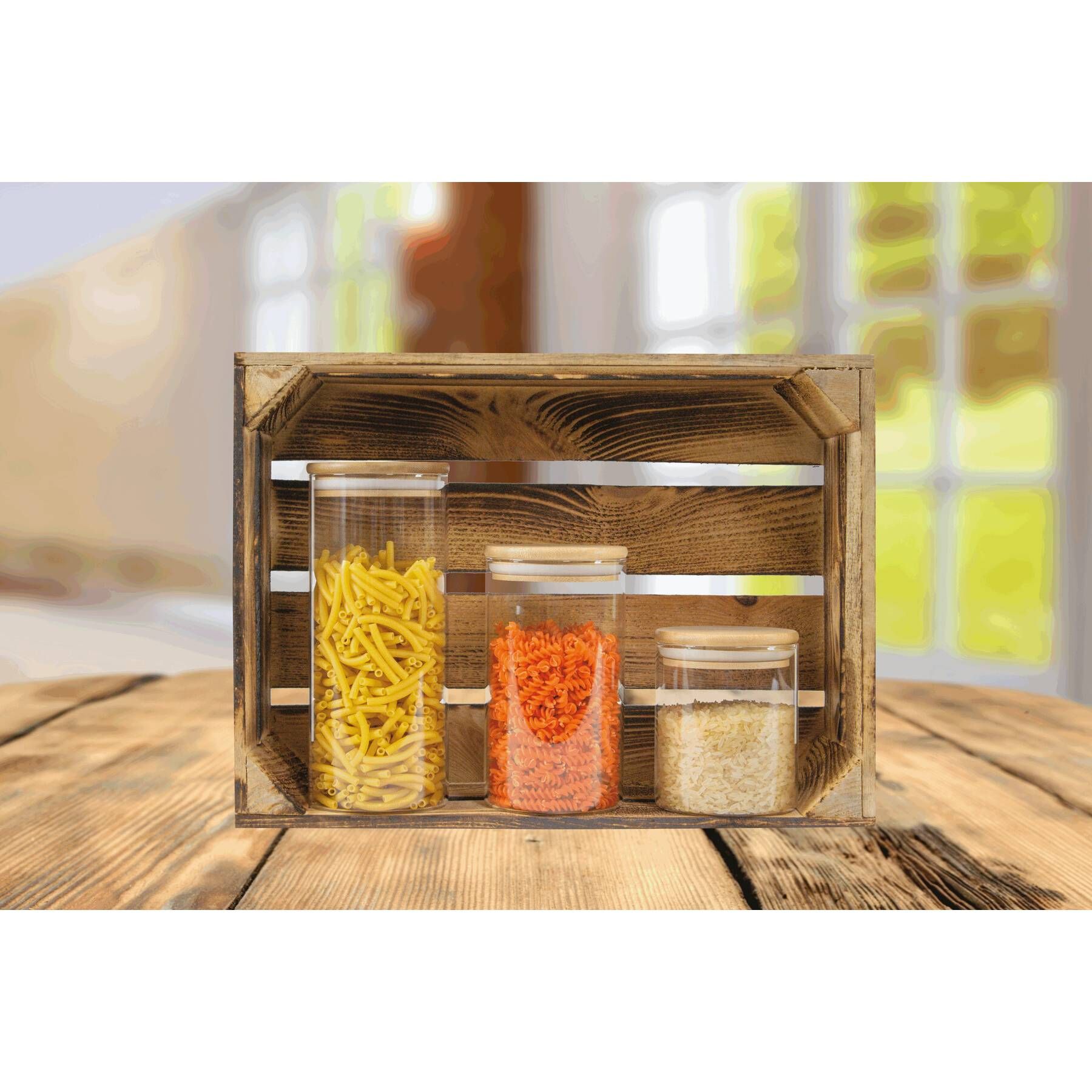 Glas-Vorratsdose ECO STORAGE S, Füllmenge ca. 450 ml - braun - transparent-112