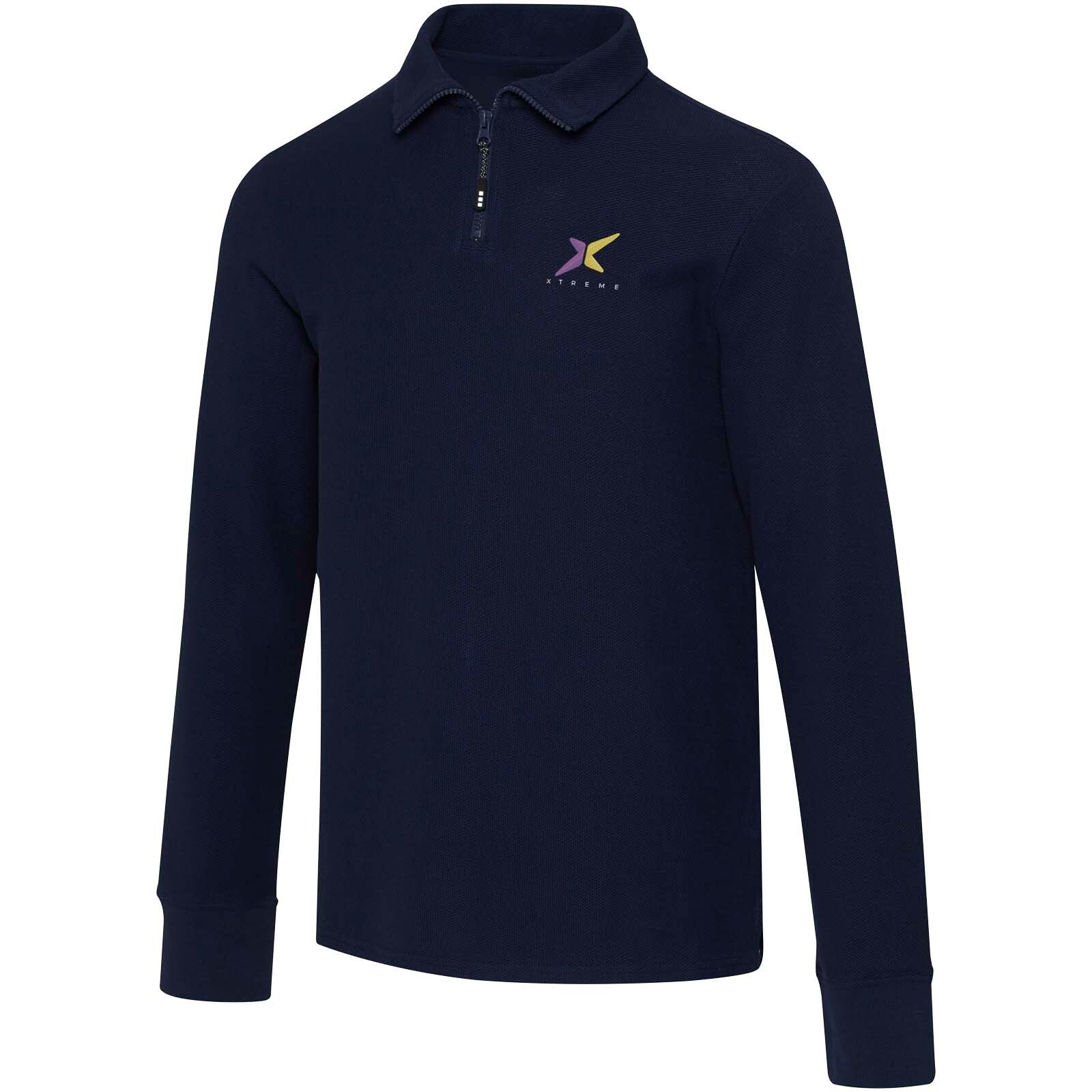 Zeus Langarm Poloshirt  mit Reißverschluss - navy - XS-649