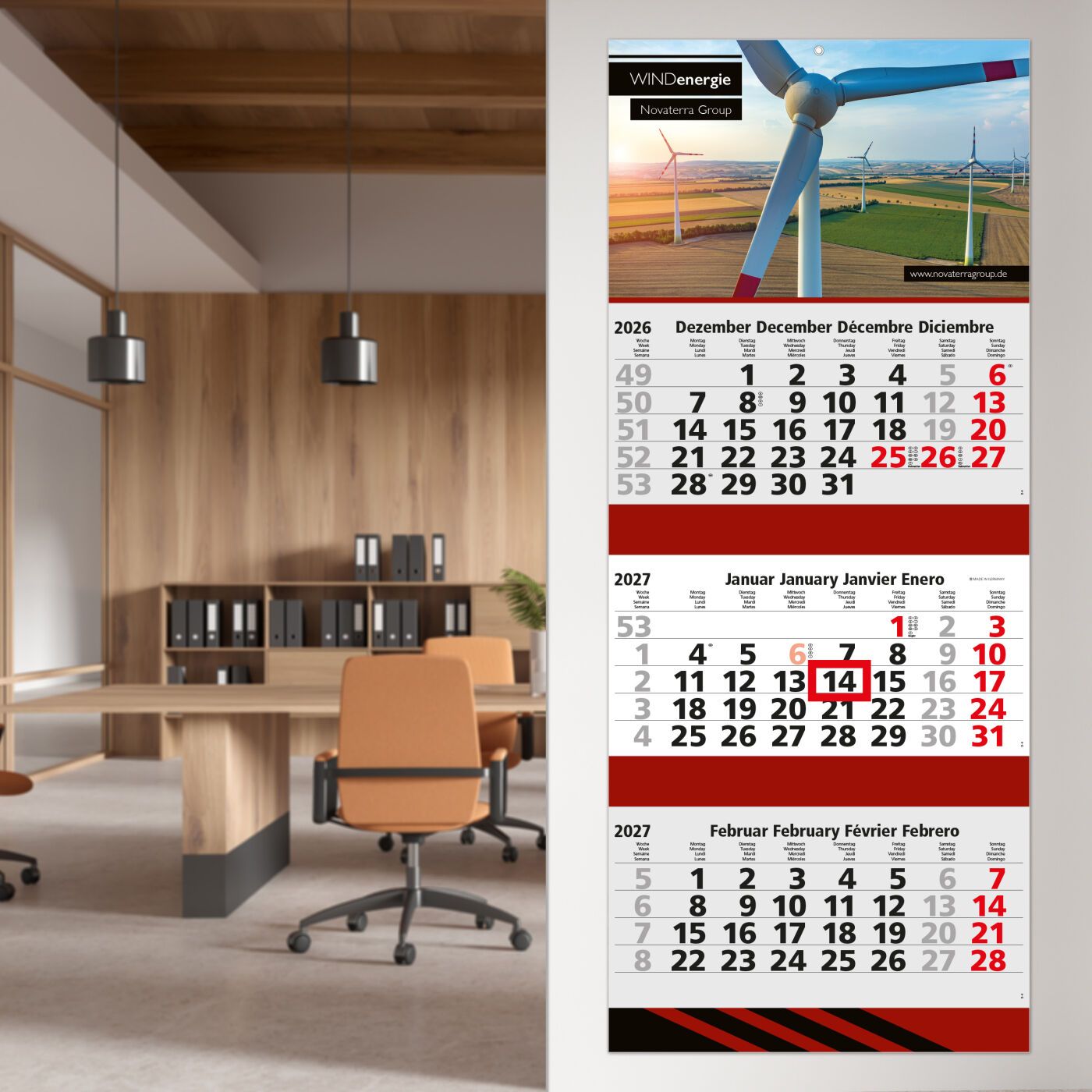 3-Monatskalender Mehrblock Maxi 3 Post-424