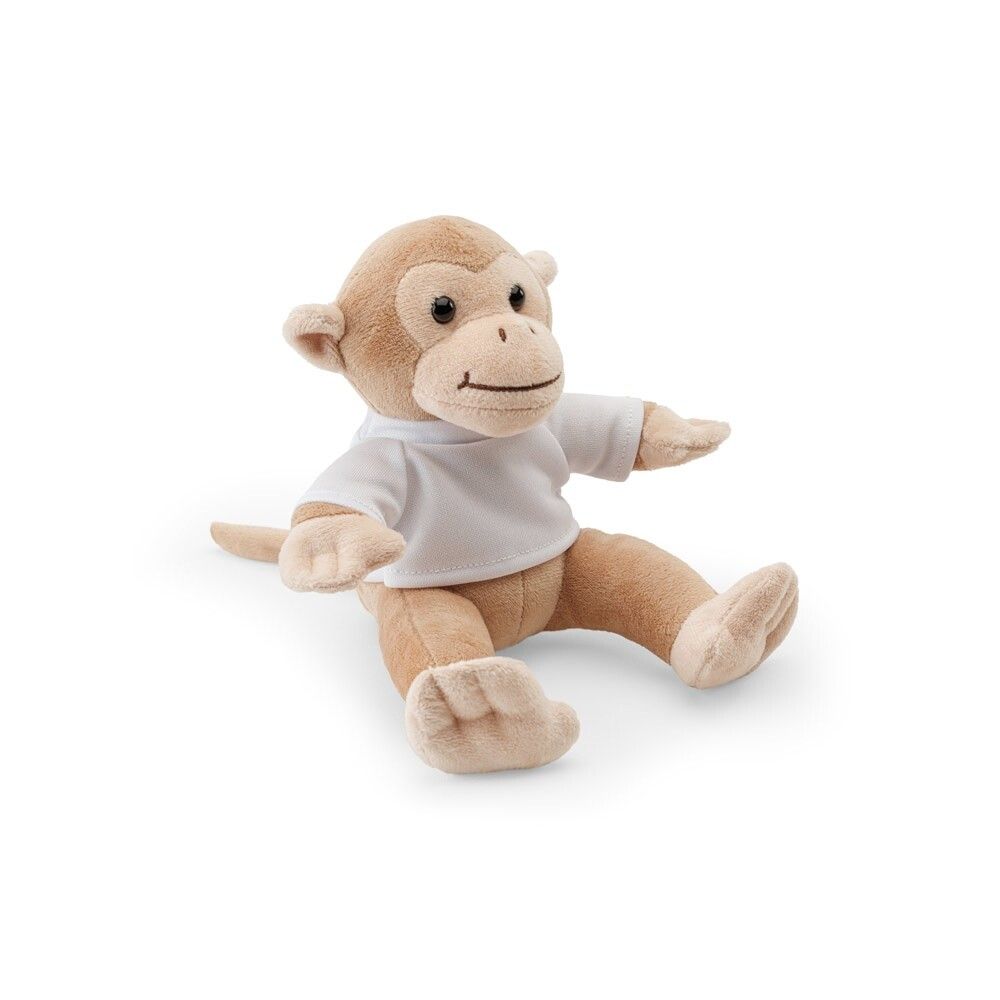 MONKY Plüschtier in Form eines Affen mit T-Shirt - hellbraun-503