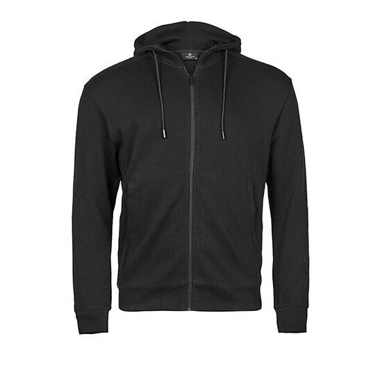 Ribbed Interlock Hooded Full Zip - black-613