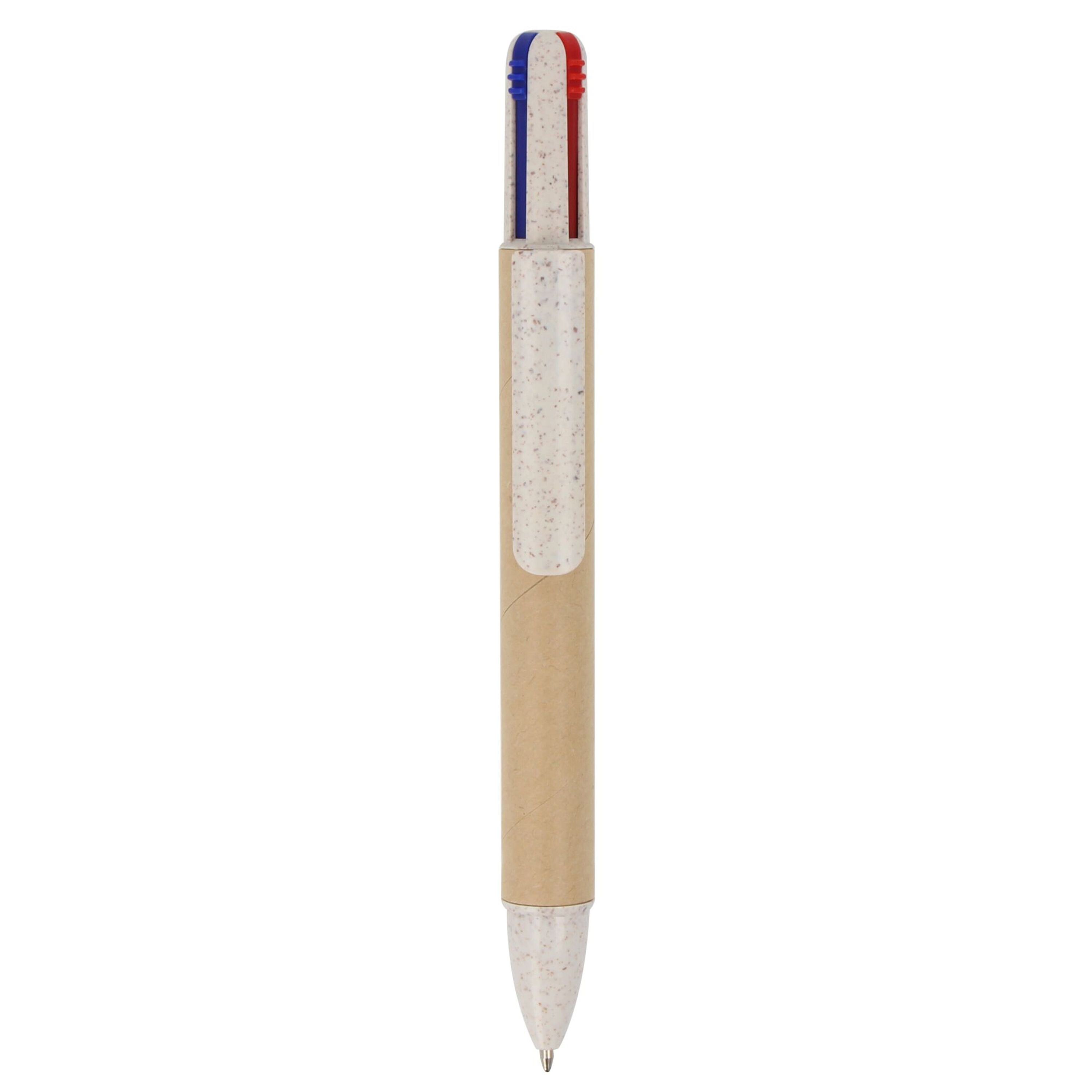 Papierkugelchreiber mit 4 Schreibfarben - natur-777