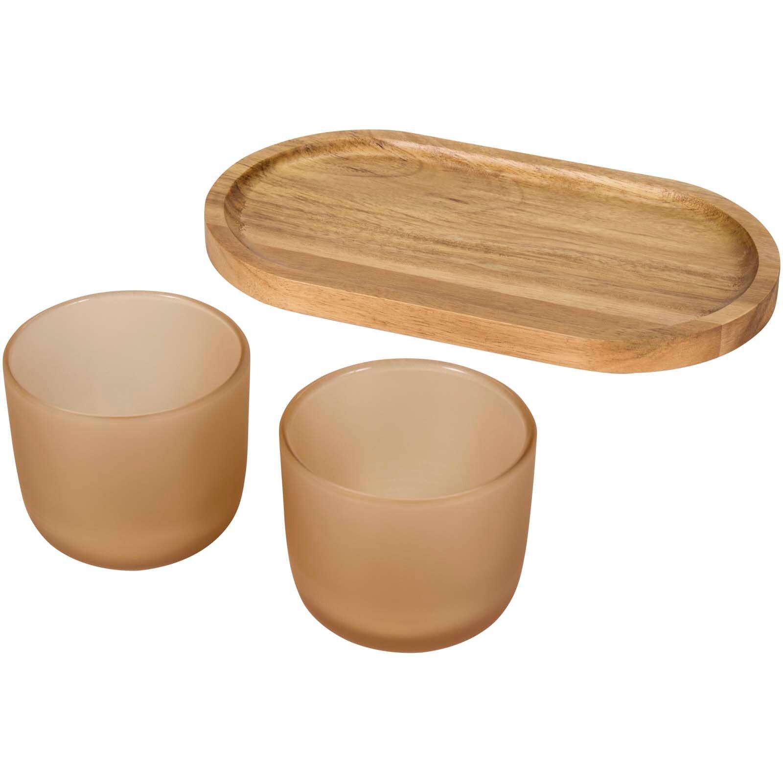 Male Set aus Holztablett und Glastassen - oatmeal-488