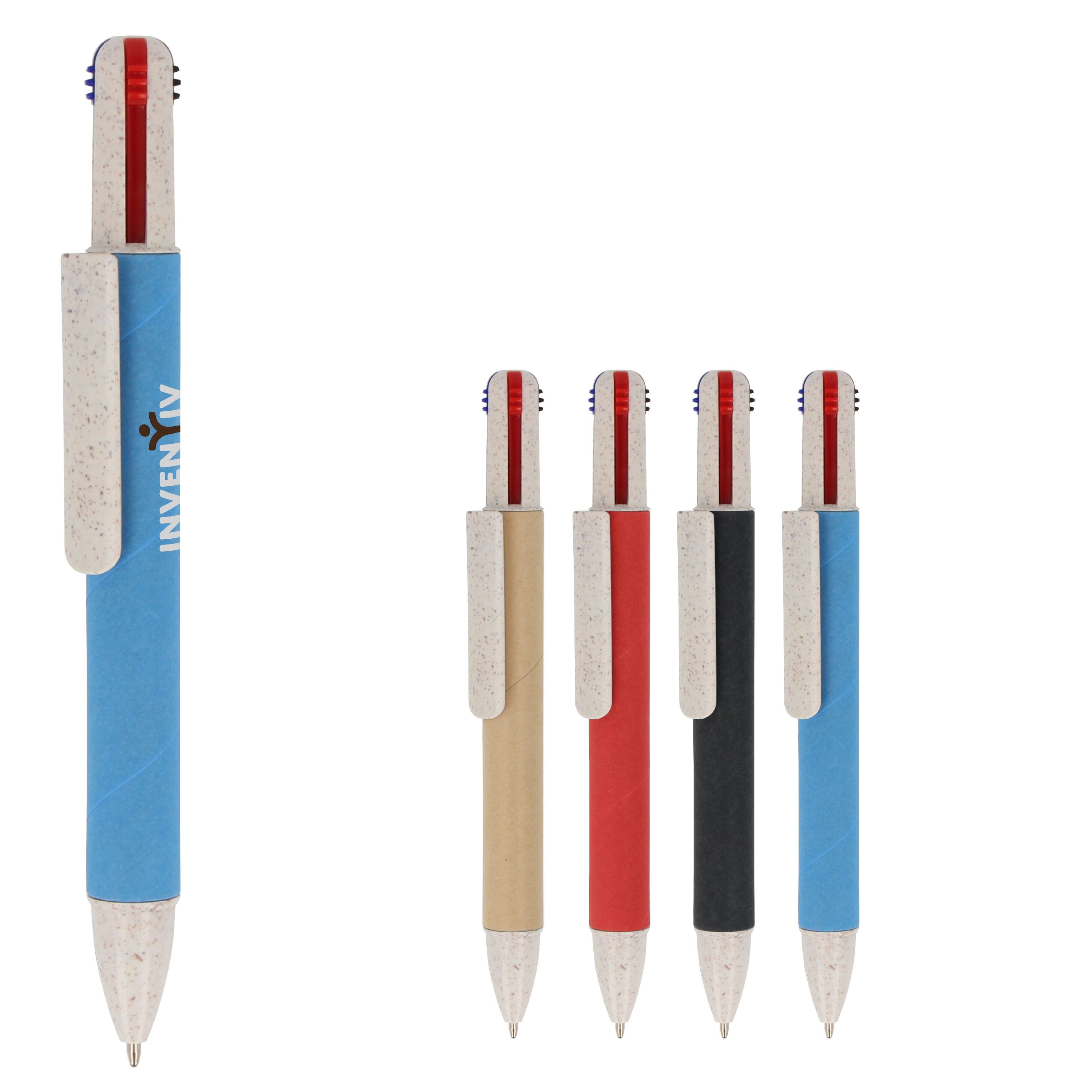 Papierkugelchreiber mit 4 Schreibfarben - blau-974