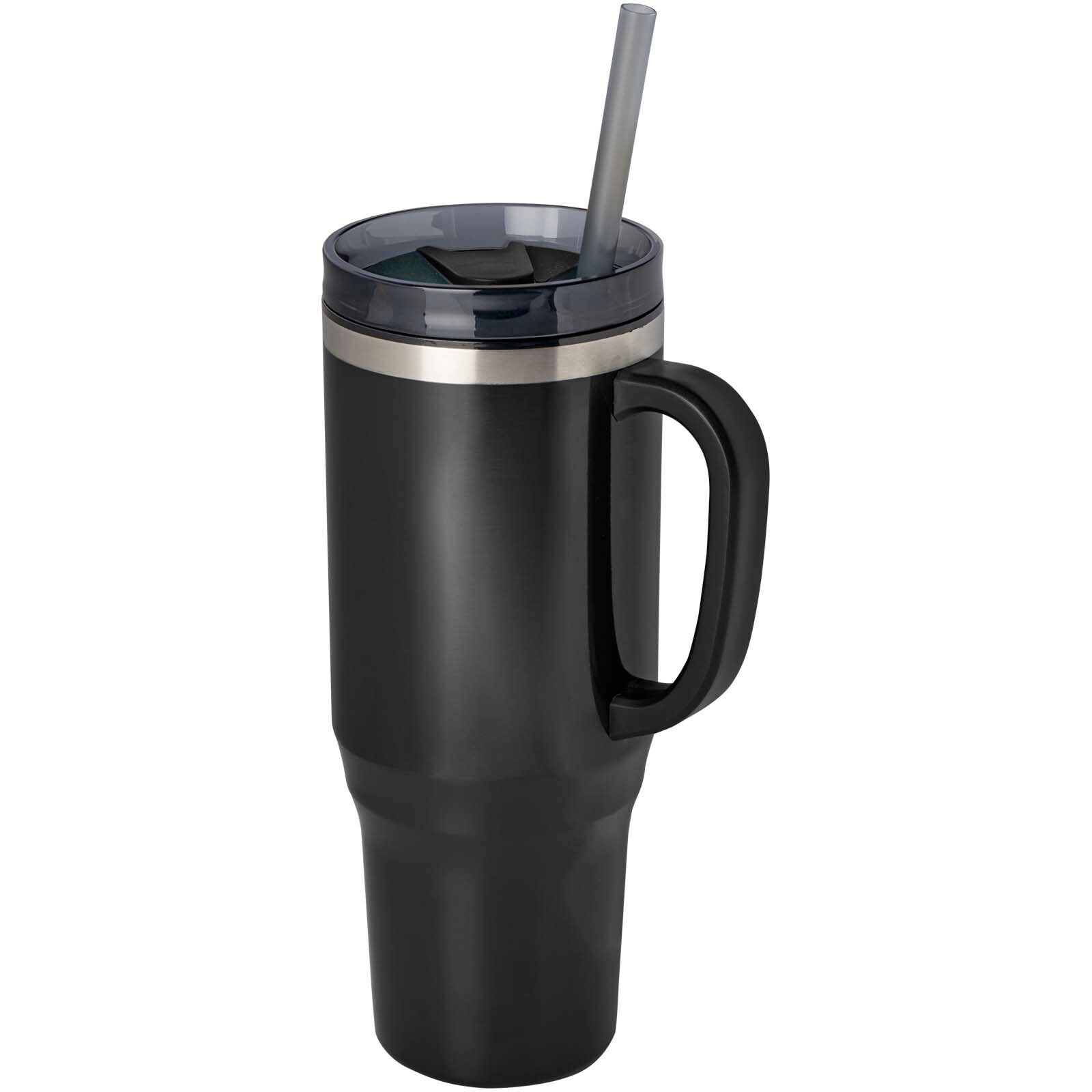 Melbourne 1200 ml RCS-zertifizierter Isolierbecher mit Strohhalm - schwarz-709