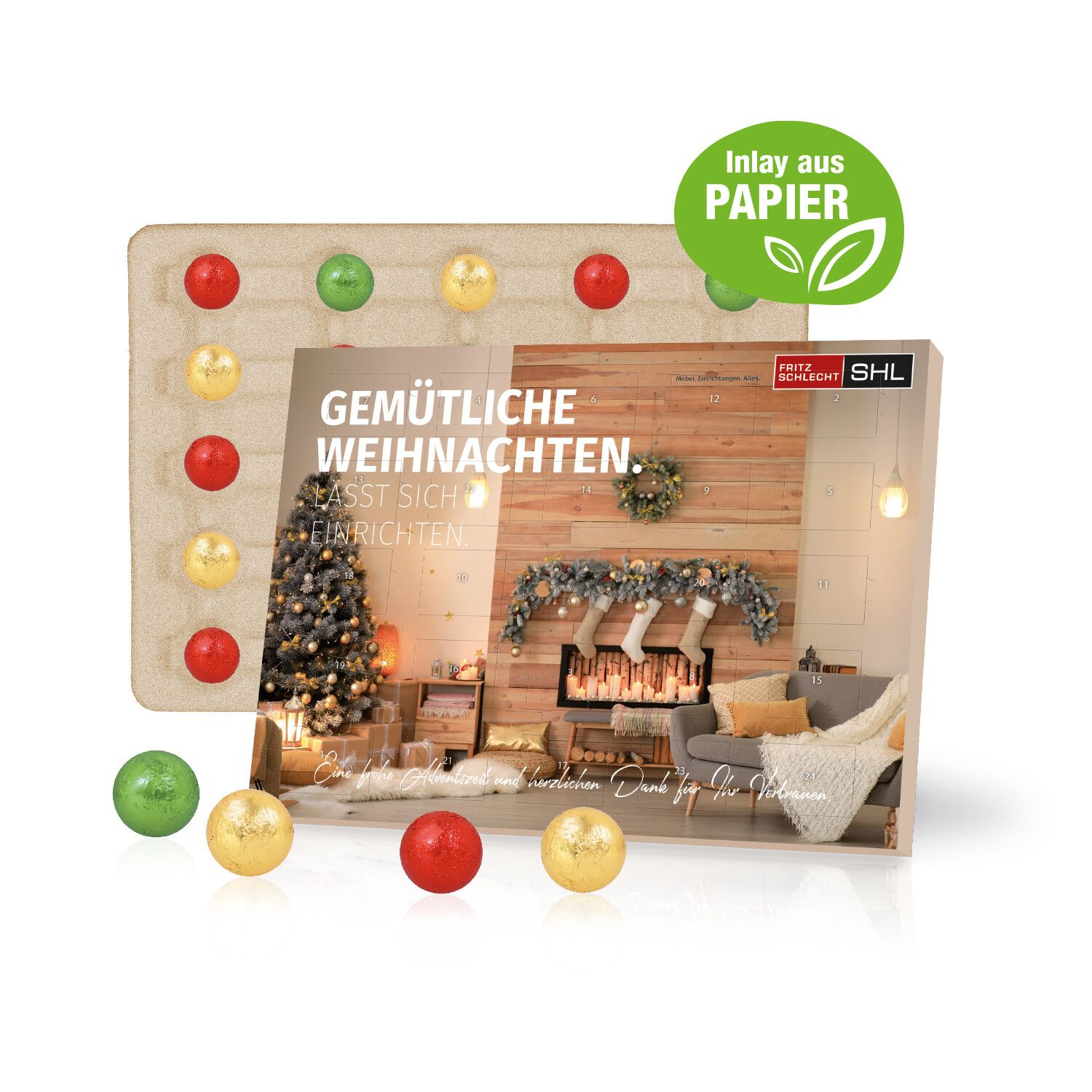 Tisch-Adventskalender mit Fairtrade Schokolade, Inlay Aus Papier-946