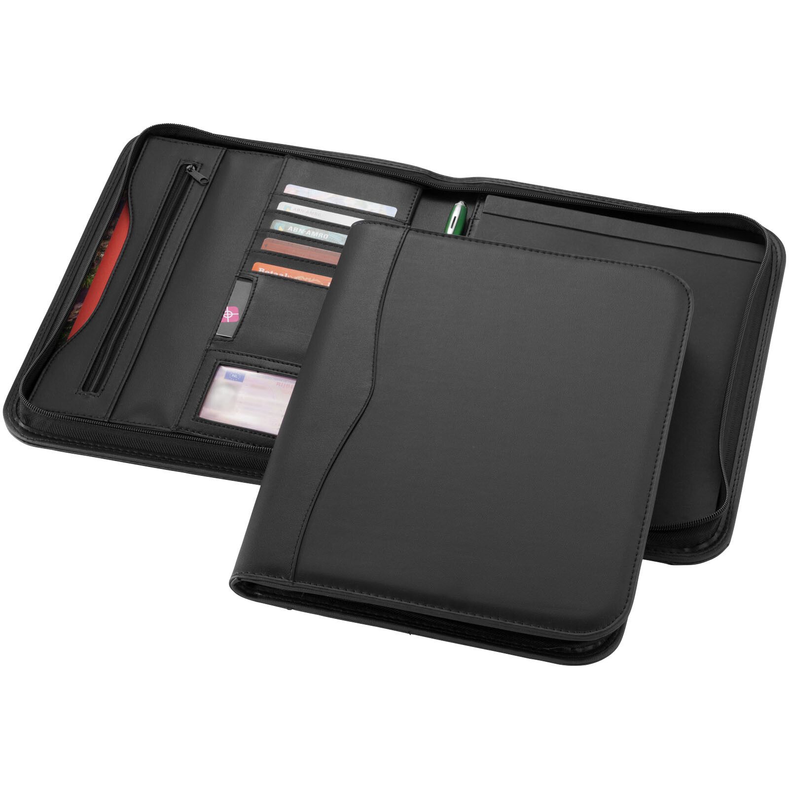 Ebony A4 Reißverschlussmappe - schwarz-271