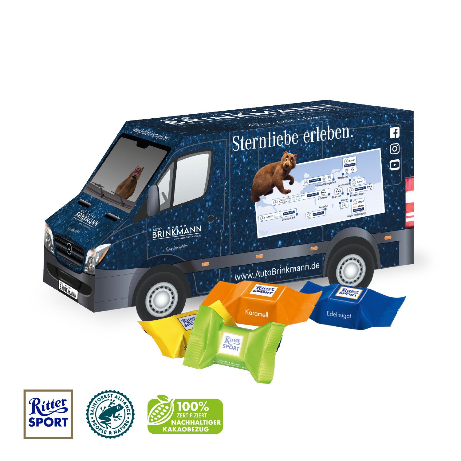 3D Präsent "Transporter" mit Ritter Sport Schokowürfel-841