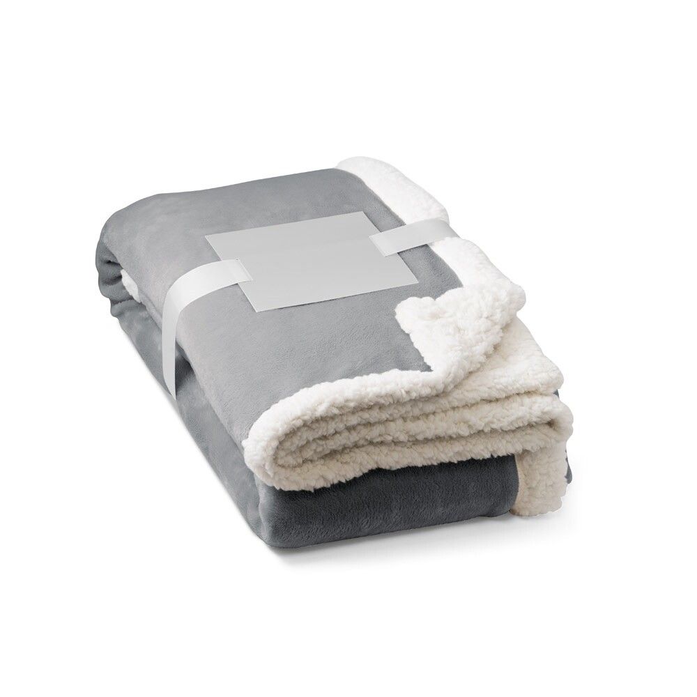 HEIDEN Wendbare Fleecedecke (190 g/m²) mit Satinband & Karte - grau-888