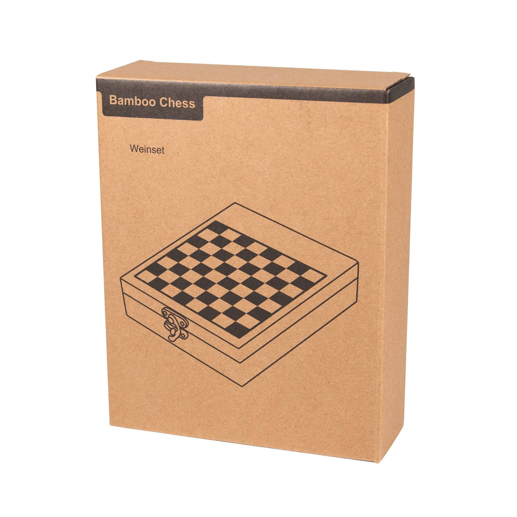 Weinset BAMBOO CHESS mit Schachspiel - braun-733
