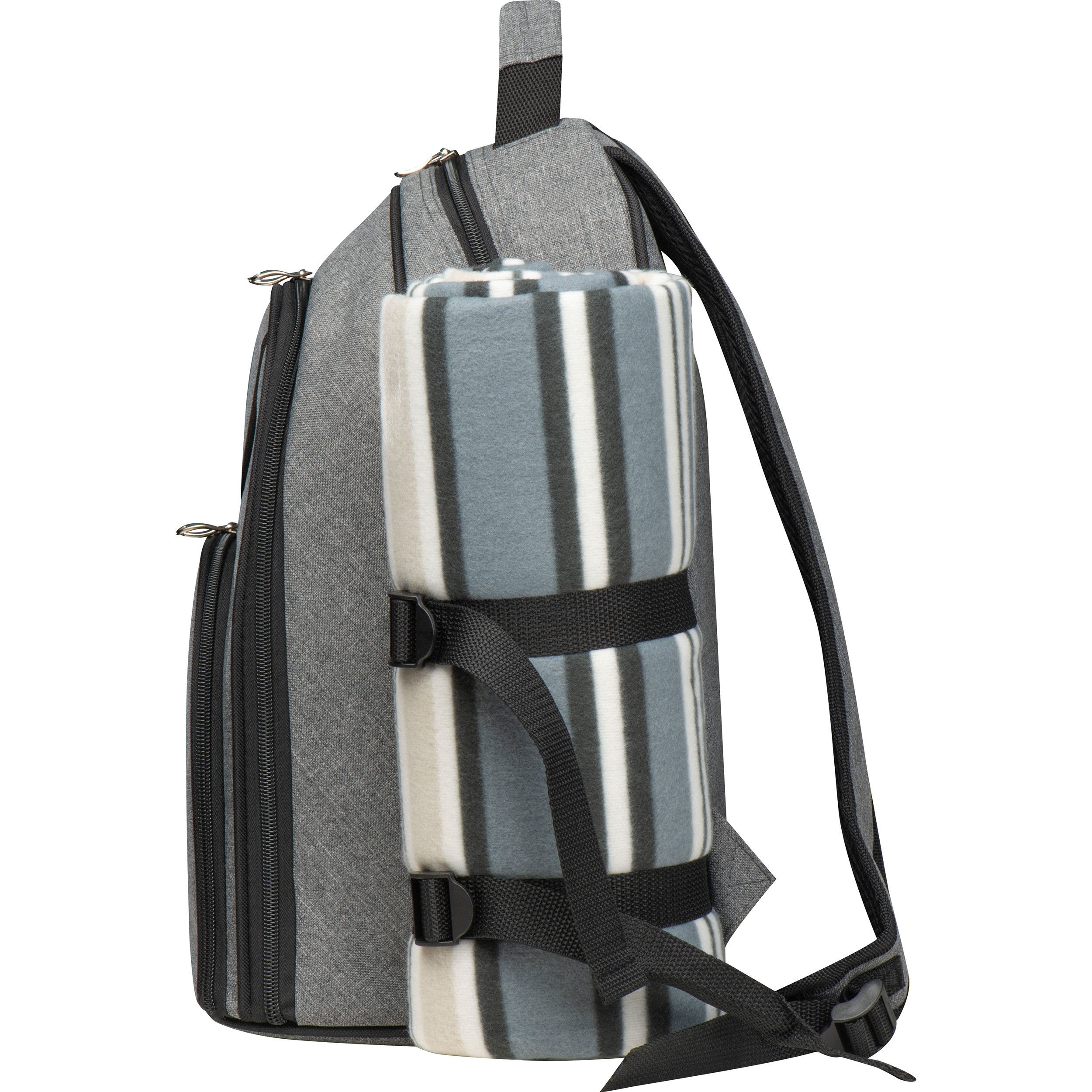 Picknickrucksack für 4 Personen mit Picknickdecke - anthrazit-615