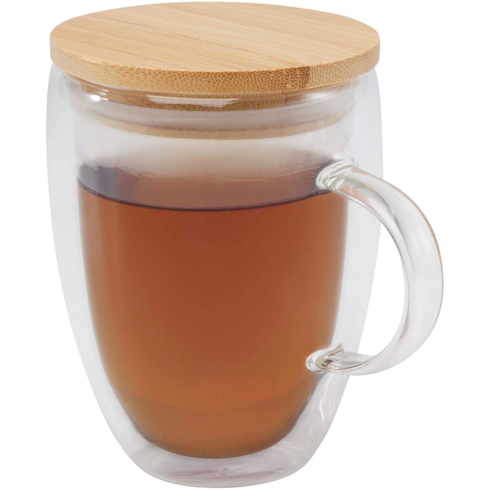 Leona 350 ml Glasbecher mit Bambusdeckel - transparent klar-169