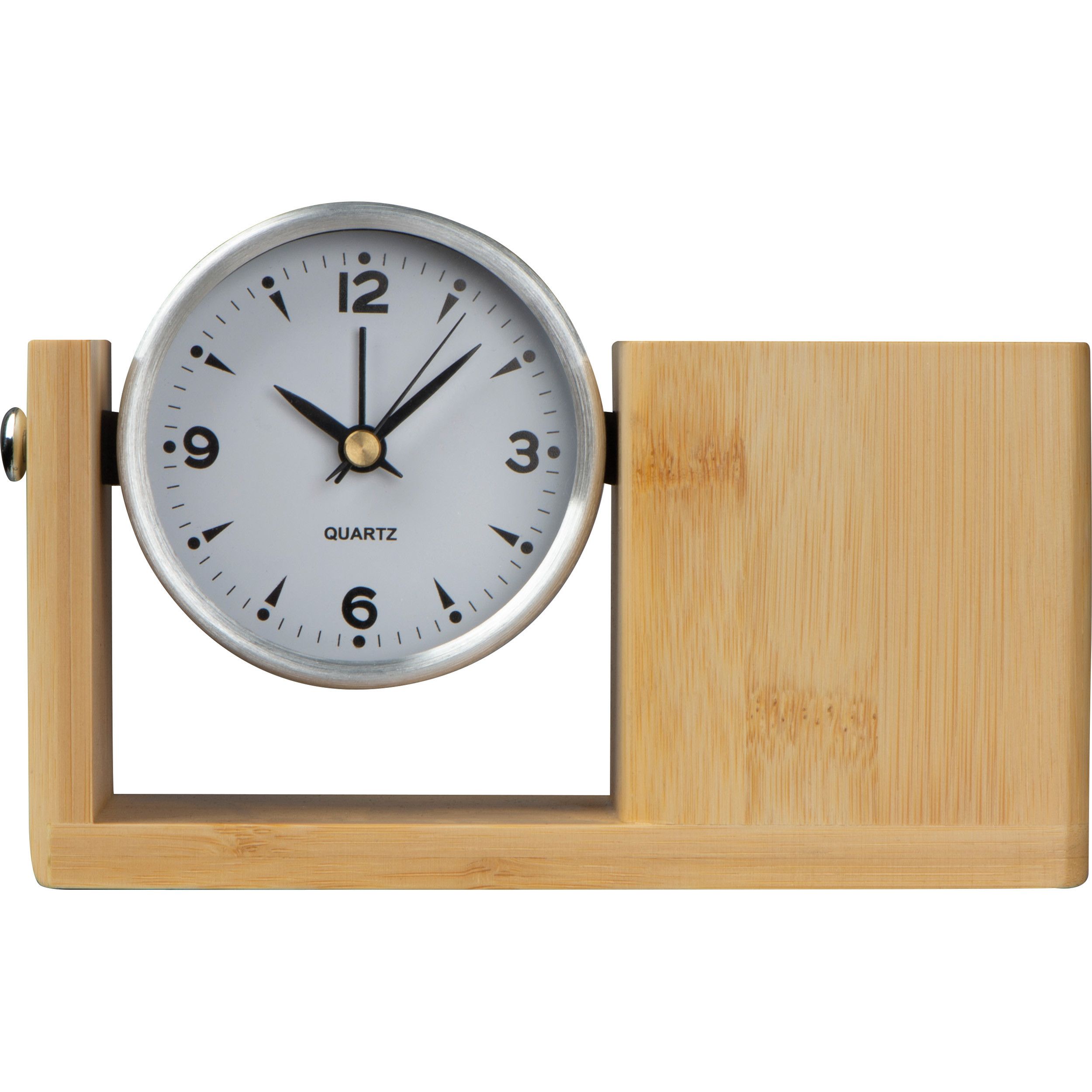 Stifteköcher aus Bambus mit analoger Uhr - beige-622