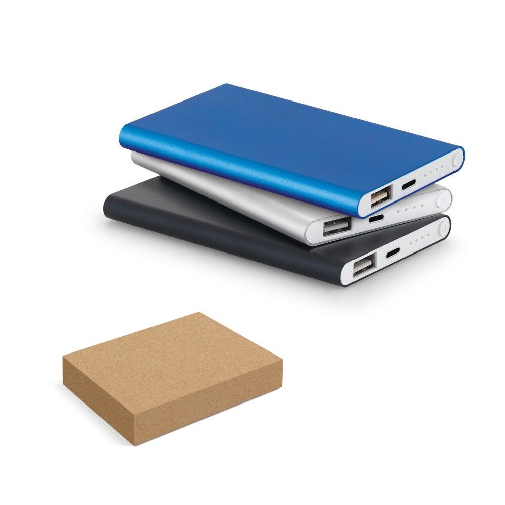 MARCET Powerbank Slim 4'000 mAh aus recyceltem Aluminium und ABS - satinsilber-841