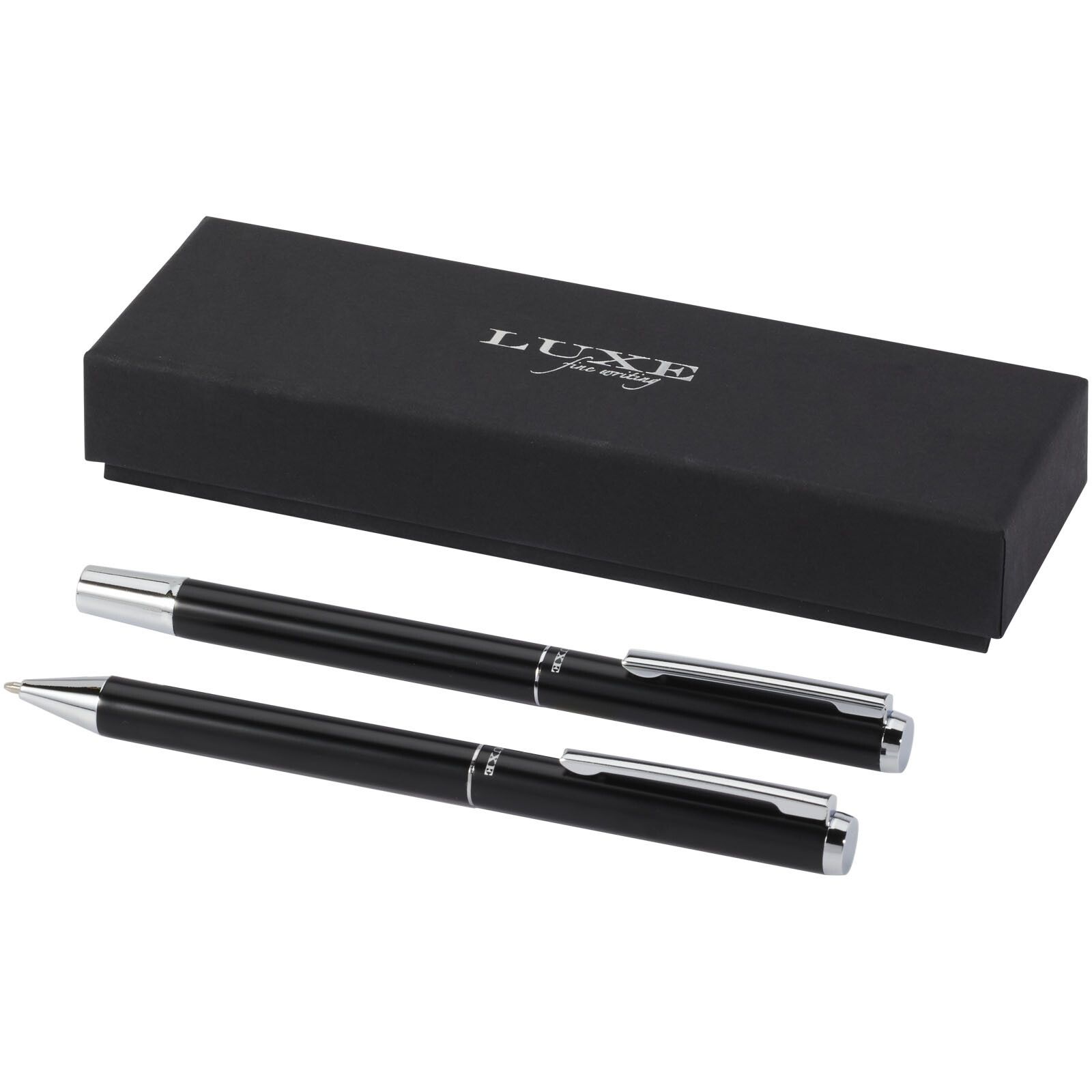 Lucetto Set mit Kugelschreiber und Tintenroller aus recyceltem Aluminium (schwarze Mine) - schwarz-870