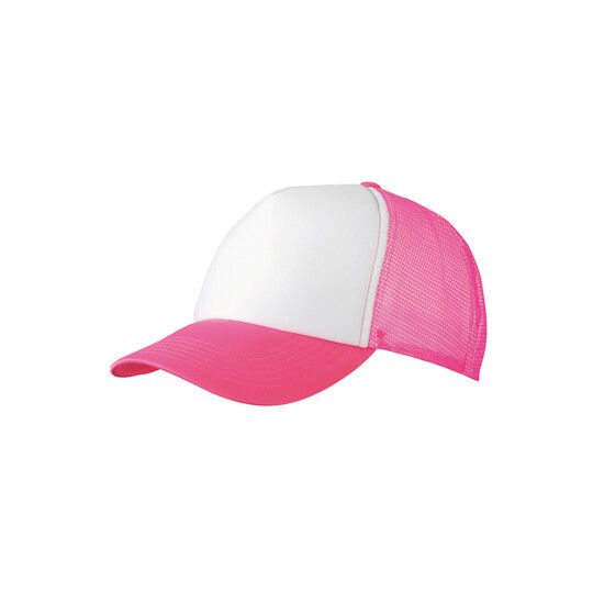 5-Panel Polyester Mesh Cap - white - neon pink-541