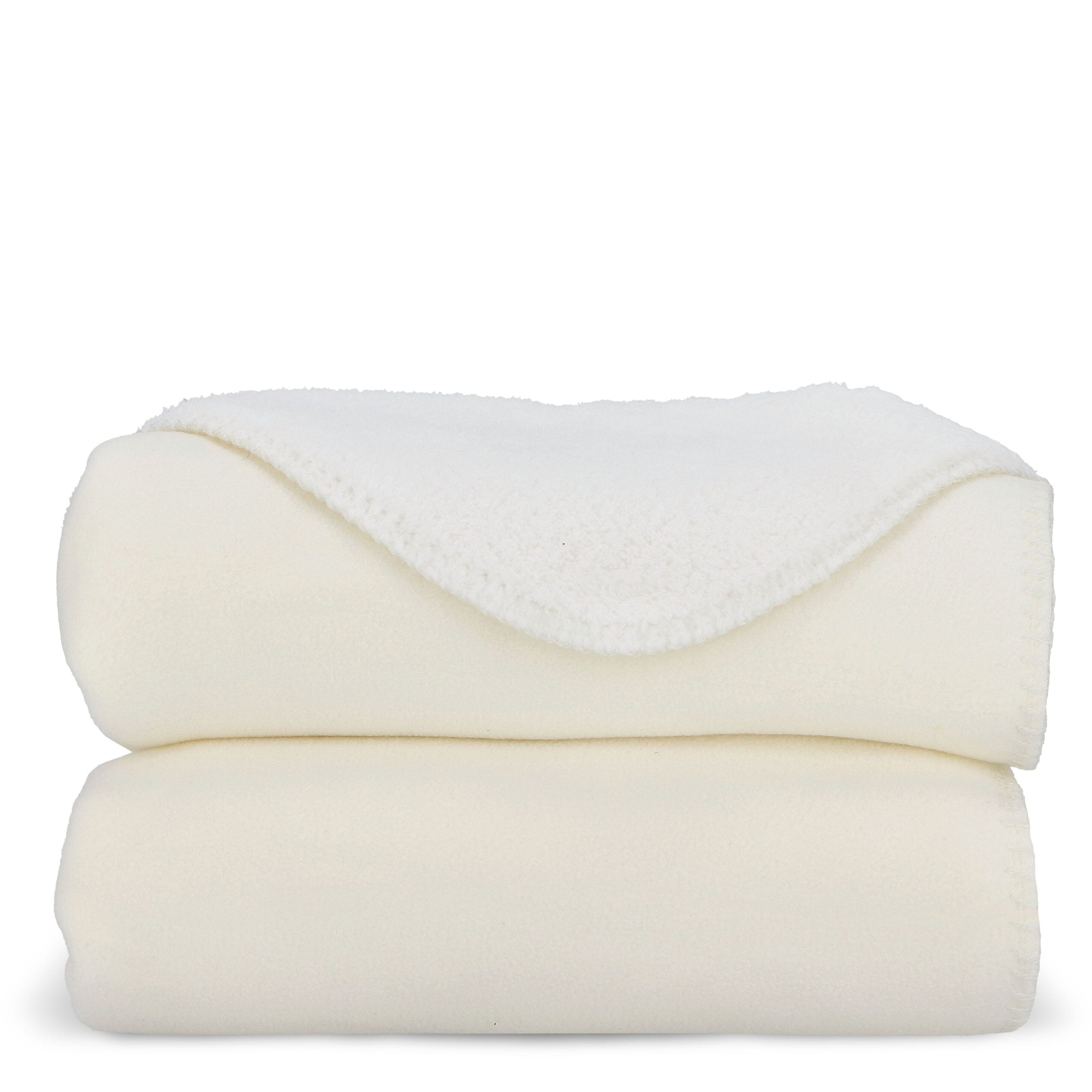 Sherpa-Fleece-Decke OEKO-TEX®  Sublimation 130 x 170 cm 510 g/m² - weiss-304