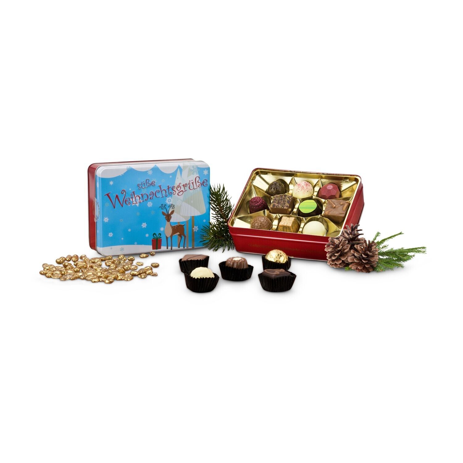 Süße Weihnachtsgrüße - Pralinendose mit 125 g-765