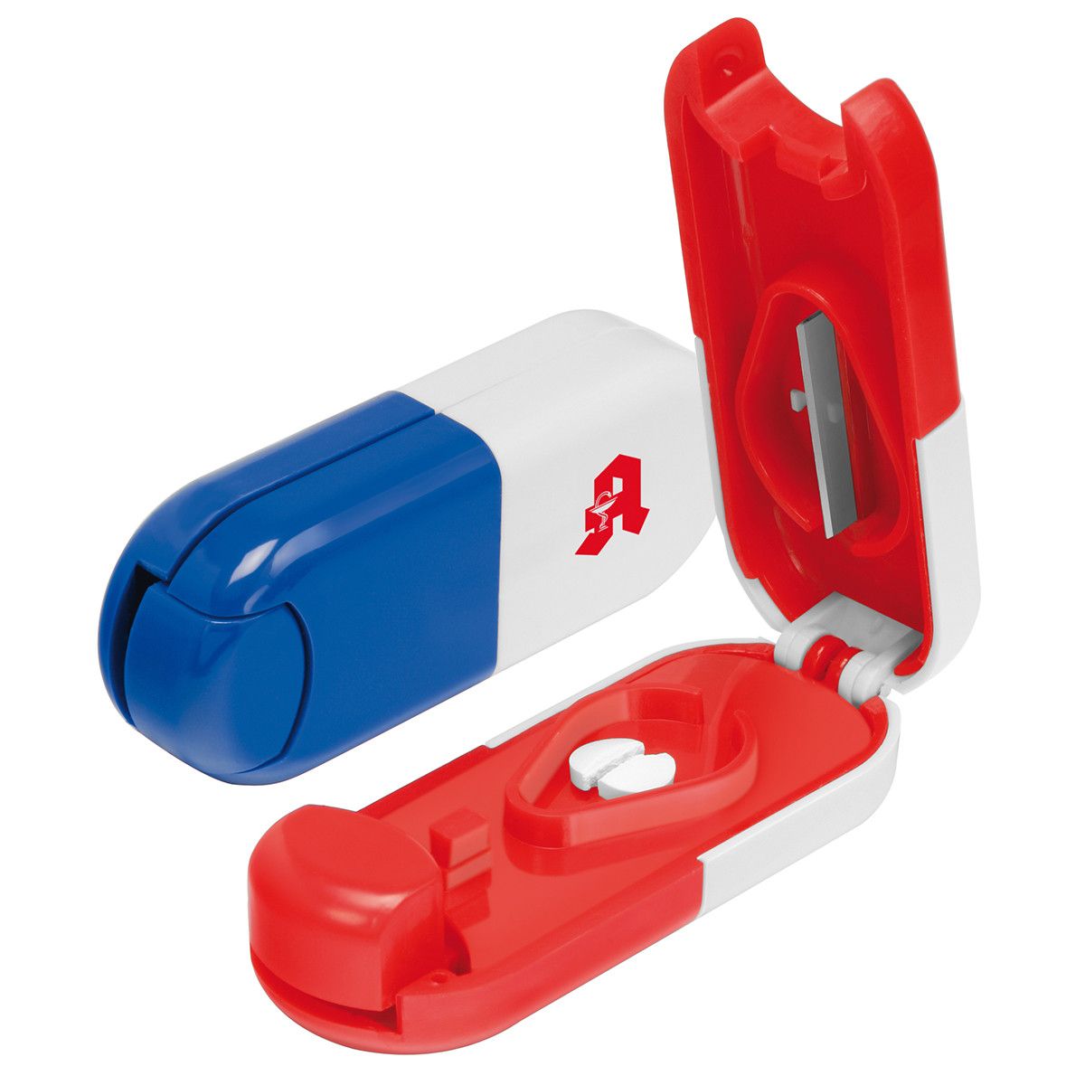 Pillendose Tablettenform - weiß, rot-102