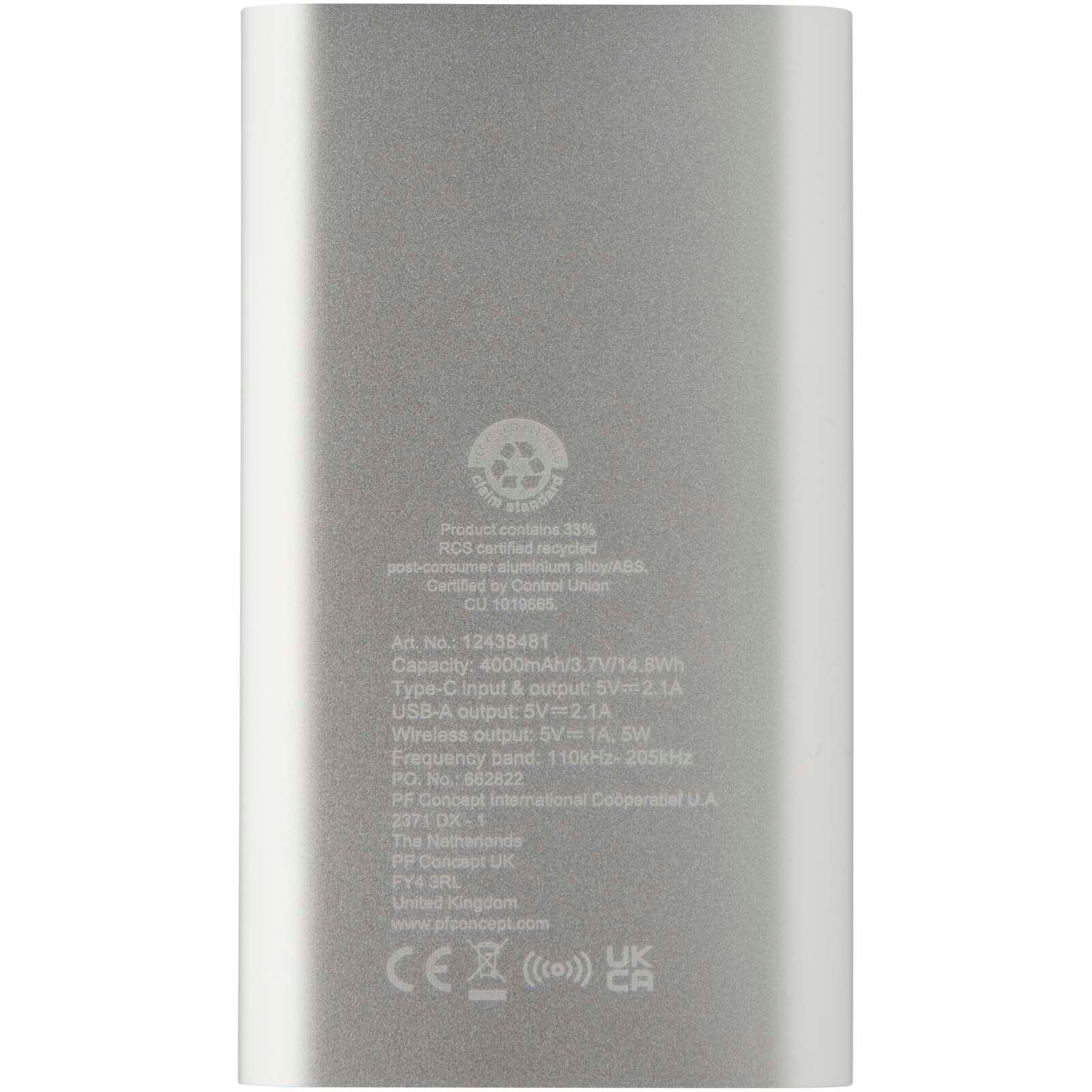 Juice 4000 mAh Typ-C kabellose Powerbank aus recyceltem Aluminium  - silber-792