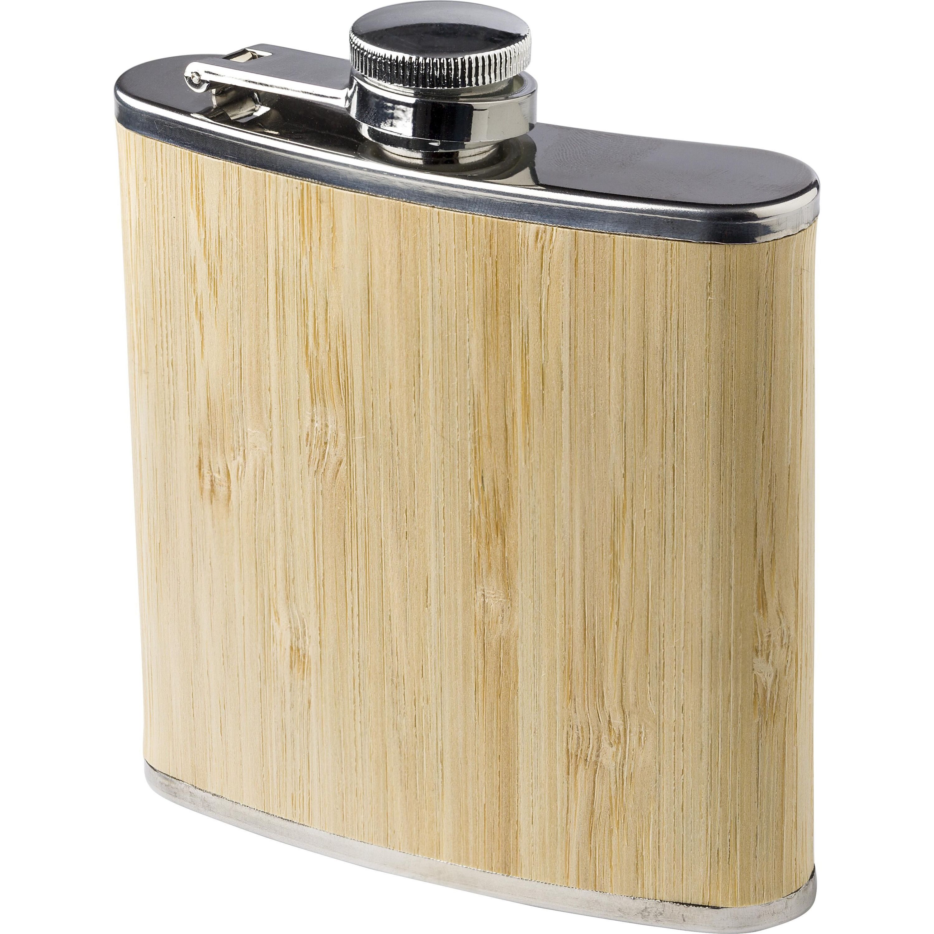 Flachmann aus Edelstahl und Bambus Hayden - braun-790